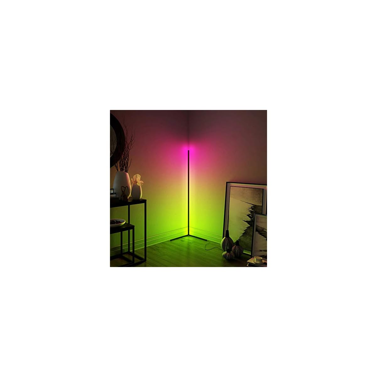QJUZO Modern Minimalist LED Corner Floor Lamp RGB Color Changing