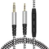 Replacement Audio Cable,3.5mm Male to 2.5mm Male Cable for Headphones,LANMU Braided Audio Cable,Stereo Audio Cable with Mic and Volume Control for iPhone Android Smartphones 4.9ft/1.5M Black
