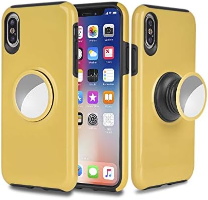 Misscase iPhone Xs Case,iPhone X/10 Case with Kickstand, Slim Shockproof Drop Protection 2 in 1 Hybrid Hard PC Covers Soft Rubber Bumper Protective Case for iPhone Xs/X/10 2018 5.8 inch Yellow