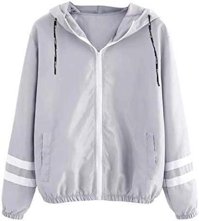 Winter Spring Blouse,2019 Morecome Women Long Sleeve Stripe Patchwork Thin Sweatshirt Hooded Zipper Sport Coat with Pocket