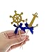 Shxstore Nautical Theme Cupcake Cake Toppers Picks of Anchor Boat Rudder for Wedding Birthday Baby Shower Party Decor Supplies, 24 Counts