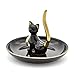 Exembe Happy Cat Posture Trinket Tray Decorative Ring Holder Jewelry Storage Dish Black/Golden Tail