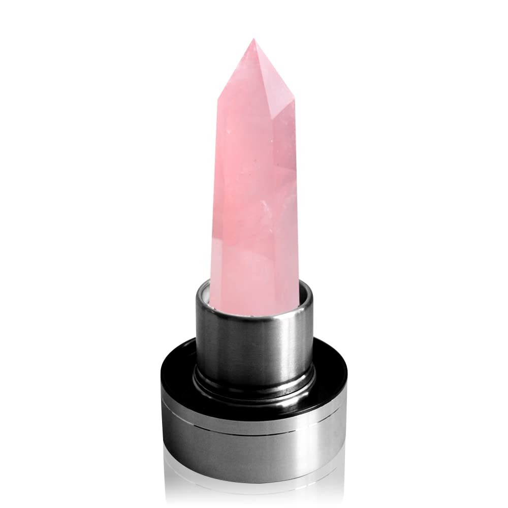 Tyuodna Crystal Water Bottle, Removable Natural Crystal Quartz Glass Water Bottle, Healing Natural Quartz Water Bottle, Portable Proof Leak Gemstone Bottle 550ml (Rose Quartz Crystal)