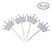 JUNKE 40 Pack Silver Glitter Crown Cupcake Toppers Cake Decoration, For Wedding Party Bridal Shower Valentine's Day