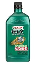 Castrol 06470 GTX 20W-50 High Mileage Motor Oil - 1 Quart Bottle, (Pack of 6)