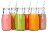 12 Pack - 11 Oz Glass Milk Bottles, 24 Metal Twist