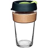 KeepCup Brew Cork, Reusable Glass Tumbler with Natural Cork, Grande Coffee Cup 16oz/454ml - Deep