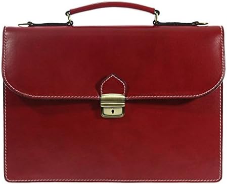 Italian Design Leather Briefcase / Laptop bag, Carelli Italia VERBANIA red