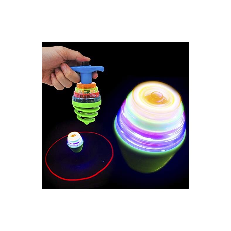 PROLOSO 12 Pack LED Spinning Tops Light Up Plastic Gyro