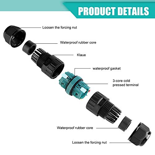 Kabelverbinder Wasserdicht IP68 - Kabelverbinder Wasserdicht 3-polig Erdkabel Verbindungsmuffe für Ø5-12 mm… – Bild 6