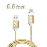 ZRSE 4th Generation 6.6 Feet Magnetic Braided USB Charging Cable for Samsung Galaxy S2 S3 S4 S6, Note 2/3/4/5,LG G4 G3, Sony Xperia Z5 Premium/Compact etc(Gold)