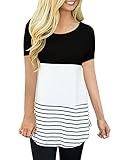 CEASIKERY Women's Summer Comfy Color Block Casual T-Shirt Short Sleeve Tops
