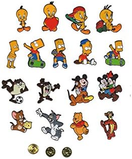 Pins 6 Pcs Lot Fan Character Tasmania Looney Tunes, Winnie Pooh, Simpsons, Mickey, Piolin, Tom & Jerry