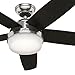 Hunter Fan 54in Contemporary Ceiling Fan in Brushed Nickel with Cased White LED Light Kit and Remote (Renewed)