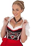 Dirndl Womens 3-Piece Longer-length Dirndl with Red Trailing Pattern