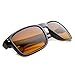 zeroUV - Action Sport Rectangular Key Hole Bridge Driver Blue Blocking Sports Sunglasses (Black Amber)