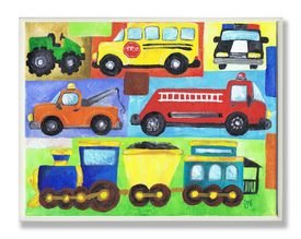 Boys Transportation Collage Rect Wall Plaque Sign