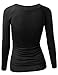 TWINTH Womens Deep V-neck Drape Shirring Long Sleeve Shirts