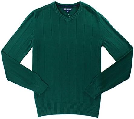 John Ashford Mens Ribbed Trim Long Sleeves Pullover Sweater Green L