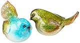 Set of 2 Speckled Bird Figurines with Watercolor Look