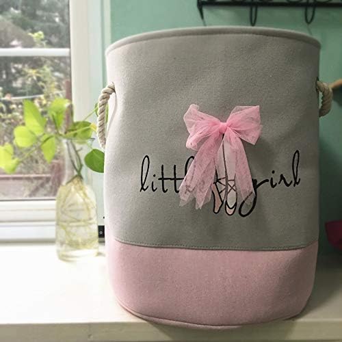 Collapsible Laundry Hamper Basket, Yhouse Waterproof Dirty Clothes Washing Basket Bin Canvas Storage Bucket Home Nursery Toy Organizer, Little Girl Design (Ballet Shoes)