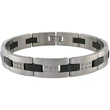 Stainless Steel Men's Bracelet with Diamond Accent & Black Plating (.50 cttw)