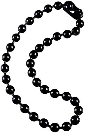 9.5mm Extra Large Black Steel Ball Chain Mens Necklace with Extra Durable Color Protect Finish - 26 inches