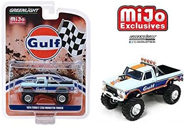 New DIECAST Toys CAR Greenlight 1:64 MIJO Exclusive 1974 Ford F250 Monster Truck Gulf Livery Limited 4,800 (Sky Blue) 51288