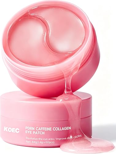 PDRN Caffeine Eye Patches for Dark Circles & Puffiness | Hydrating Under Eye Mask with Hyaluronic Acid & Niacinamide | Reduce Fine Lines & Brighten Tired Eyes - (60Patche) (Rose pink)
