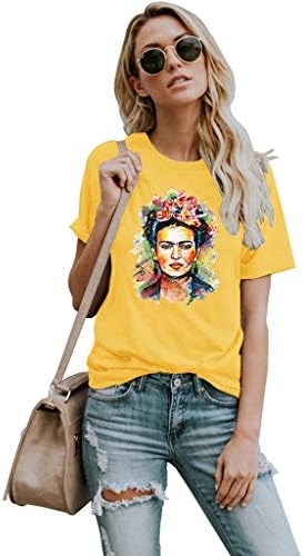 VVTS Womens Frida Kahlo Mexican Personalized Artist Short Sleeve T Shirt Round Neck Tees