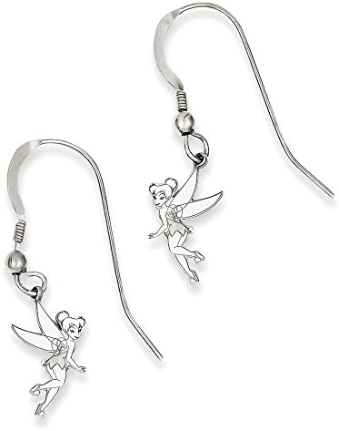 Sterling Silver Disney Tinker Bell Dangle Wire Earrings