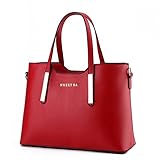Women's PU Leather Shoulder Bags Top-Handle Handbag Tote Bag Simple Purse Fashion Cross Body Bag,Red SILI