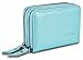 KALMORE Women's Leather RFID Secured Spacious Cute Card Wallet Small Purse, Sky Blue, Two Zippers