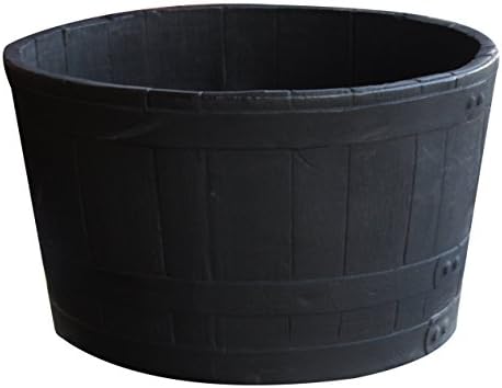 RTS Home Accents 5600-00100F-80-81 Polyethylene Sanded Barrel Planter, Black