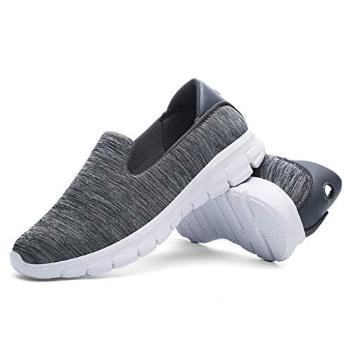 Dressin Womens Fashion Casual Solid Sport Breathable Lightweight Slip On Shoes Sneakers Dark Gray - Thumbnail 2