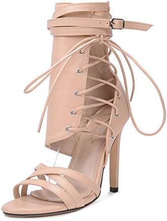 azmodo Women Shoes Sexy Gladiator Lace up Peep Toe Women Sandals High Heels