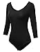 Doublju Scoopneck Rayon & Ribbed Knit Bodysuit For Women With Plus size (Made In USA)