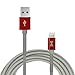 2M (6.5 ft) Lightning USB Data Charging Cable - Apple iPhone Charger - [Apple MFi Certified] 2 Metres (6.5ft) Extra Long Premium Tangle Free Durable Nylon Braided iPhone cable (Red/Grey)