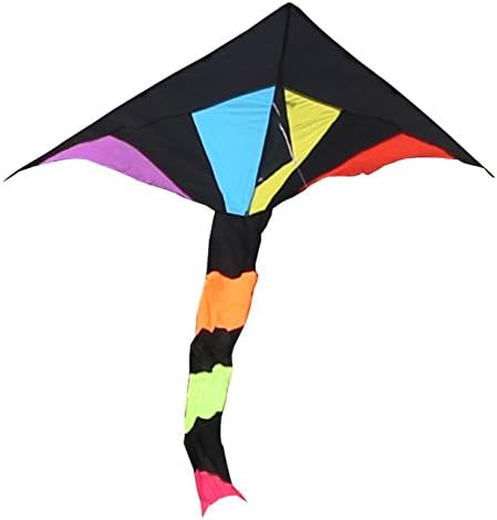 RoarSoar Uttarayan Sparkler Fly Hi Delta Child or Adult Easy to Fly Kite, 71"/Large, Black/Rainbow