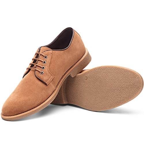 GM GOLAIMAN Men's Suede Leather Oxford Shoes Casual Lace up Dress Shoes Brown 12 D (M) US - Thumbnail 7