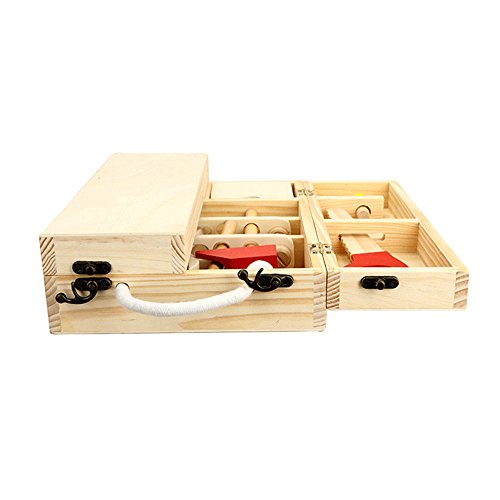 Toolbox Toys for 2 Year Old,MeiLiio Wooden Simulation House Toolbox Set Toys Children Educational Wooden Toy Game Puzzles with Screwdriver Boys Girls Game for Children Toddler Kids Girls