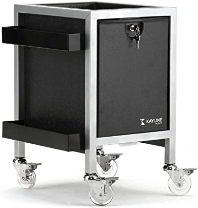 Kayline SK-23 Skate Kart Mini Lockable Pedicure Salon Spa Cart w/Rear & Side Baskets + FREE Apron ($25 value) (Black w/Silver Frame)