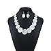 OULII Seashell Necklace Earring Set Beach Jewelry for Women(White)