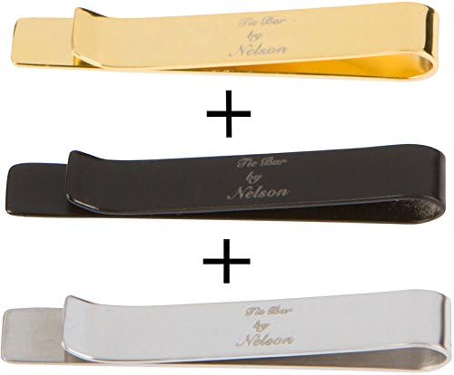 GQ Approved Tie Bar Clip Clasp w/Patented Clips and Stay Tech - 3 Pack w/Matte Silver,Gold &amp; Black The 1-Step Solution to Instant FREE Sophistication for Men-Combine with Cufflinks, Tack or Money Bars