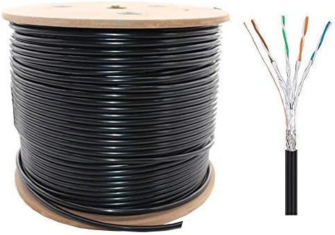 ShineKee 660ft CAT 7 S-STP Bulk Cable, 26AWG Heavy-Duty Cat7 Networking Cord Patch Cable 10 Gigabit 600Mhz Waterproof Direct Burial Bulk Cat7 Ethernet Cable