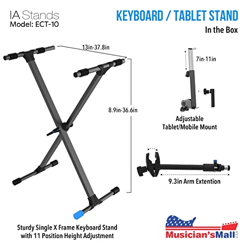 IA Stands ECT10 Single X Keyboard Stand with Complimentary Phone/Tablet