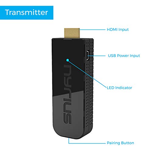 Nyrius Aries Pro+ Wireless HDMI Video Transmitter & Receiver to Stream 1080p Video up to 165ft from Laptop, PC, Cable Box, Game Console, DSLR Camera to a TV, Projector or Boardroom Screen (NPCS650)