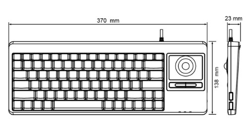 Perixx PERIBOARD-514H PLUS, Wired Keyboard with Trackball - 14.57x5.39x1.02 Inch Dimension - USB Port with 2 Hubs - Trackball Updated in 2015