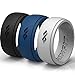 Rinfit Silicone Wedding Ring for Men 3 Rings Pack - Designed, Safe, Soft, Silicone Rubber Men's Band- Set of Black, Blue, Gray - Comes with a Gift Box. Sizes 7-14