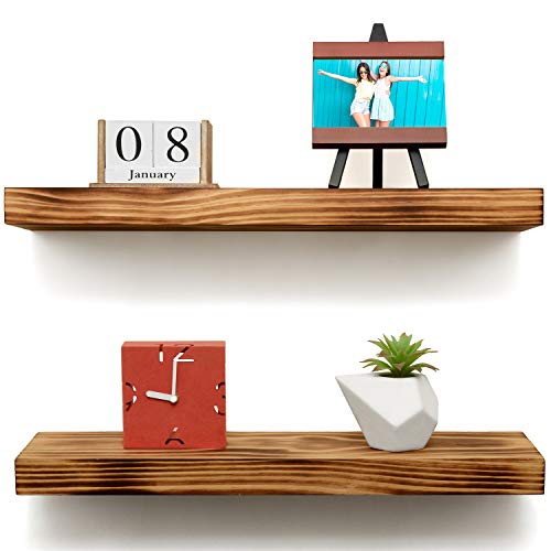 ArtBroz Rustic Floating Shelves for Wall Set of 2 Heavy Duty Wood